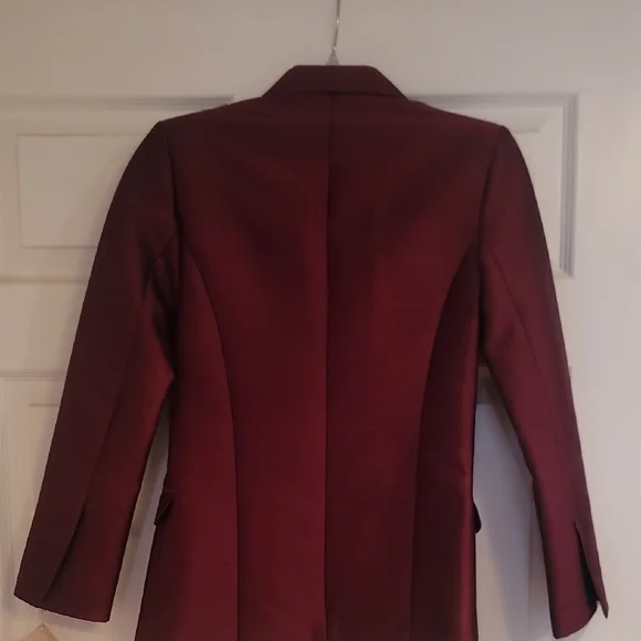 Petite Elegant Burgundy Silk Wool Womens Blazer NWT - Picture 3 of 5